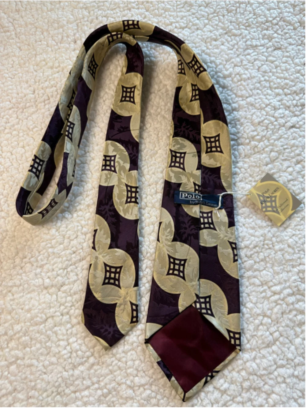 Vintage 80s Polo Ralph Lauren Hollywood Collection Silk Tie NWT Art Deco